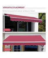 Simplie Fun 10' x 8' Retractable Awning, Patio Awnings, Sunshade Shelter w/ Manual Crank Handle, Uv & Water