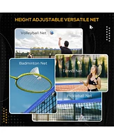 Simplie Fun Portable Badminton Net, 14ft Volleyball Net, Foldable and Height Adjustable with Carry Bag, for Tennis, Badminton and Pickleball, Court Be