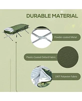 Camping Cot, Outdoor Folding Bed Set with Mattress, Sleeping Bag, Pillow, and Carry Bag, Comfortable and Portable, for Travel Camp Beach