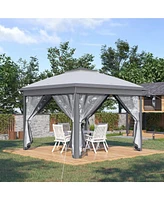 11' x 11' Pop Up Canopy Tent with Netting and Carry Bag, Instant Gazebo Sun Shelter, Tents for Parties with 121 Square Feet of Shade, for Outdoor, Gar