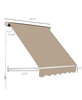 6' Drop Arm Manual Retractable Window Awning Sun Shade Shelter for Patio Balcony Outdoor, Aluminum, Cream White