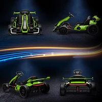 24V 7.5 Mph Electric Go Kart with Adjustable Seat, Drifting Car Battery Powered Ride on Toy Outdoor with Slow Start, Button Start, Music, Honking Horn