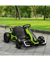 24V 7.5 Mph Electric Go Kart with Adjustable Seat, Drifting Car Battery Powered Ride on Toy Outdoor with Slow Start, Button Start, Music, Honking Horn