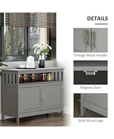 Sideboard Buffet Cabinet, Modern Kitchen Cabinet, Coffee Bar Cabinet with 2-Level Shelf and Open Compartment, Grey