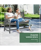 Outdoor Bench, 2-Person Park Style Garden Bench with All-Weather Hdpe, 704 lbs. Weight Capacity Porch Bench with Slatted Back & Armrests, Dark Gray