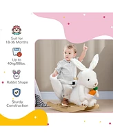 Streamdale Furniture Baby Rocking Horse, Riding Horse, Bunny Rabbit Themed Rocker with Carrot Toy, Realistic Sound, & Pedals for Boy Girl Aged 18