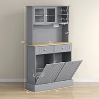 Versatile Kitchen Pantry with Charging Station, Tilt-Out Trash, Microwave Stand, Adjustable Shelves