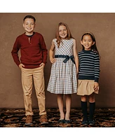 Hope & Henry Girls Organic Long Sleeve Mock Neck Sweater with Gold Buttons