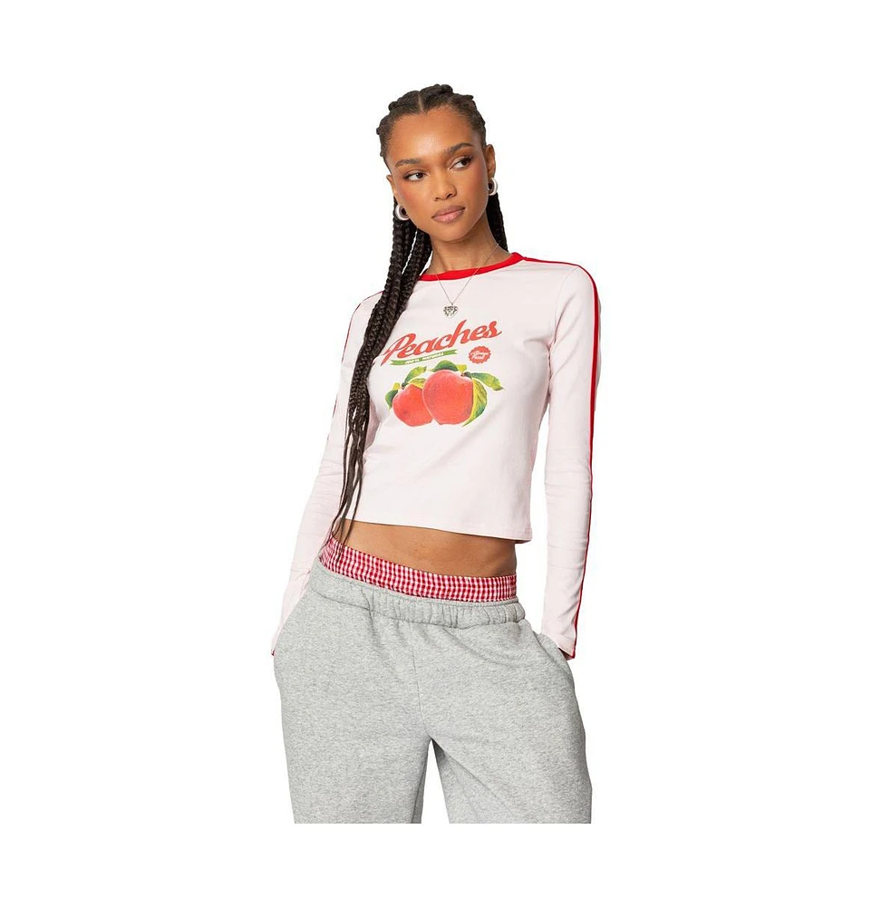 Edikted Women's Peachy Long Sleeve T Shirt - Light