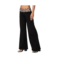 Edikted Women's Leopard Fold Over Pants