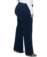 Seven7 Plus Pintuck High Rise Wide Leg Jeans