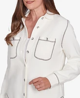 Alfred Dunner Petite Copenhagen Button Up Shirt Jacket