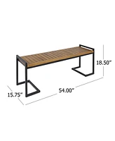 Simplie Fun Acacia Wood Bench: Chic Style, Iron Strength