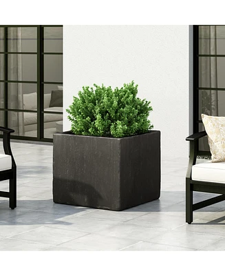 Simplie Fun Sleek Square Cast Stone Planter: Elevate Your Outdoor Oasis