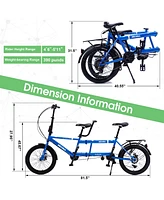 Simplie Fun Tandem bike, 20inch wheels, 2-seater, shimano 7speed, foldable tandem adult beach cruiser