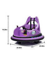 12V ride on bumper car for kids, electric car for kids,1.5-5 Years Old, W/Remote Control, Led Lights, Bluetooth & 360 Degree Spin, Vehicle body with a