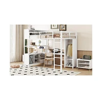 Streamdale Furniture Metal Loft Bed with Wardrobe And L