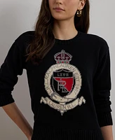 Lauren Ralph Women's Intarsia-Knit Crest Cotton Sweater