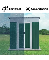 Simplie Fun 5X3 Feet Small Mini Outdoor Storage Sheds Pent Roof Green With Aluminum Alloy Frame And Sliding Door