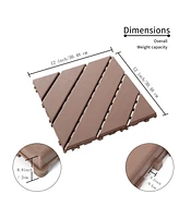 Streamdale Furniture 44 Pack Plastic Interlocking Deck Tiles(Brown)