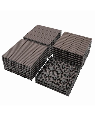 Wood Plastic Composite Deck Tiles Set of 20, Sustainable Fsc Composite Decking Resist Rust, Water, Weather, Easy to Diy & Maintain, Ideal for Patios