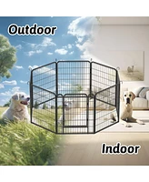 8 Panels Heavy Duty Metal Playpen with door,31.7" H Dog Fence Pet Exercise Pen for Outdoor, Indoor