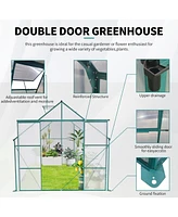 Simplie Fun 8x10FT Double Door Polycarbonate Greenhouse Raised Base and Anchor Aluminum Heavy Duty Walk