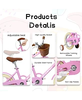 Streamdale Furniture Kids'Bike Girls Bike 12 Inch Wheels,1-Speed Child Bicycles For 2-3 Years, With Removable Training Wheels Baby Toys