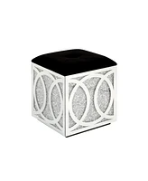 Simplie Fun Noralie Ottoman W/Storage Mirrored & Faux Diamonds