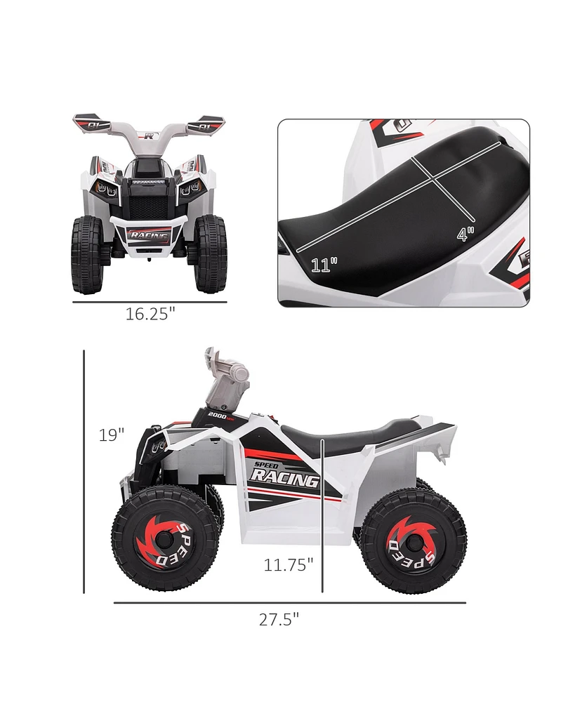Streamdale Furniture Kids Atv Quad Car, 6V Four-Wheeler for Kids with Forward Backward Function, Wear-Resistant Wheels for Toddlers Ages 18