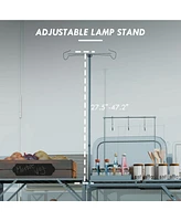 Folding Camp Kitchen Table, Portable Camping Cooking Station with Adjustable Lantern Holder, Hanging Hooks and Carrying Bag for Outdoor Picnic Beach B