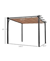 Simplie Fun 10' x 13' Aluminum Patio Pergola with Retractable Pergola Canopy, Backyard Shade Shelter for Porch, Outdoor Party, Garden, Grill Gazebo, C