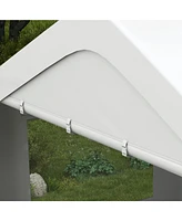 Carport 10' x 20' Portable Garage, Heavy Duty Car Port Canopy with 2 Roll-up Doors & 4 Ventilated Windows for Car, Truck, Boat, Garden Tools, White