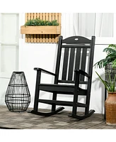 Outdoor Rocking Chair, All Weather-Resistant Hdpe Rocking Patio Chairs with Rustic High Back, Armrests, Oversized Seat and Slatted Backrest, 350lbs We