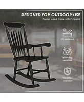 Outdoor Wood Rocking Chairs Set of 2, 350 lbs. Porch Rockers with High Back for Garden, Patio, Balcony, Black