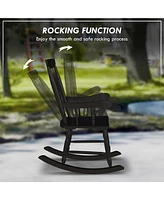 Simplie Fun Outdoor Wood Rocking Chairs Set of 2, 350 lbs. Porch Rockers with High Back for Garden, Patio, Balcony, Black