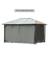 10' x 12' Universal Gazebo Sidewall Set with Panels, Hooks and C-Rings Included for Pergolas and Cabanas, Gray