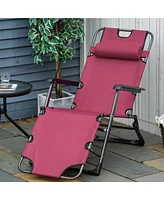Streamdale Furniture Folding Chaise Lounge Chair for Outside, 2-in-1 Tanning Chair with Pillow & Pocket, Adjustable Pool Chair for Beach, Patio, Lawn,