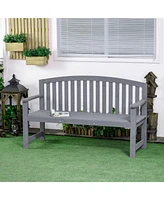 Streamdale Furniture 56" Outdoor Wood Bench, 2-Seater Garden Bench with Backrest and Armrest, Patio Bench for Patio, Porch, Poolside, Balcony, Gray