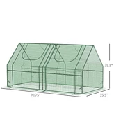 Streamdale Furniture 6' x 3' x 3' Portable Greenhouse, Garden Green House with 2 Pe/Plastic Covers, Steel Frame and 2 Roll Up Windows, Green