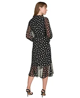 Tommy Hilfiger Women's Dot-Print Faux-Wrap Dress