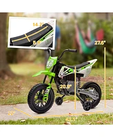 Streamdale Furniture Kids Dirt Bike with Twist Grip Throttle, 12V Electric Motorcycle, Electric Bike for Toddler with Training Wheels, Rear Suspension