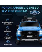 Simplie Fun Ford Ranger Licensed 12V Kids Ride on Truck, Toddler Electric Car with Remote Control, Toy Storage, Spring Suspension, Led Headlights, Mus