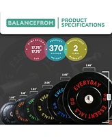 BalanceFrom Fitness Pound Olympic Bumper Strength Training Weight Plate Set