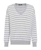 Olsen Women's Long Sleeve Striped V-Neck Pullover