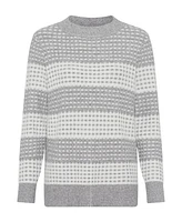 Olsen Women's Long Sleeve Grid Stitch Sweater