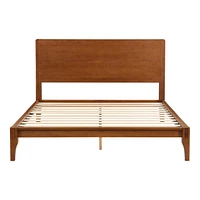 Mid-Century Modern Queen Size 12 Inch Bamboo Wood Platform Bed with Wood Slat Support, No Box Spring Needed, Easy Tool-Free Assembly
