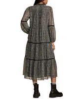 Lucky Brand Women's Printed Midi Peasant Dress