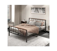 Slickblue Metal Platform Bed Frame with Headboard & Footboard - Sturdy Design