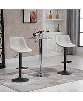 Streamdale Furniture Adjustable Bar Stools, Swivel Bar Height Chairs Barstools Padded with Back for Kitchen, Counter, and Home Bar, Set of 2, Cream Wh